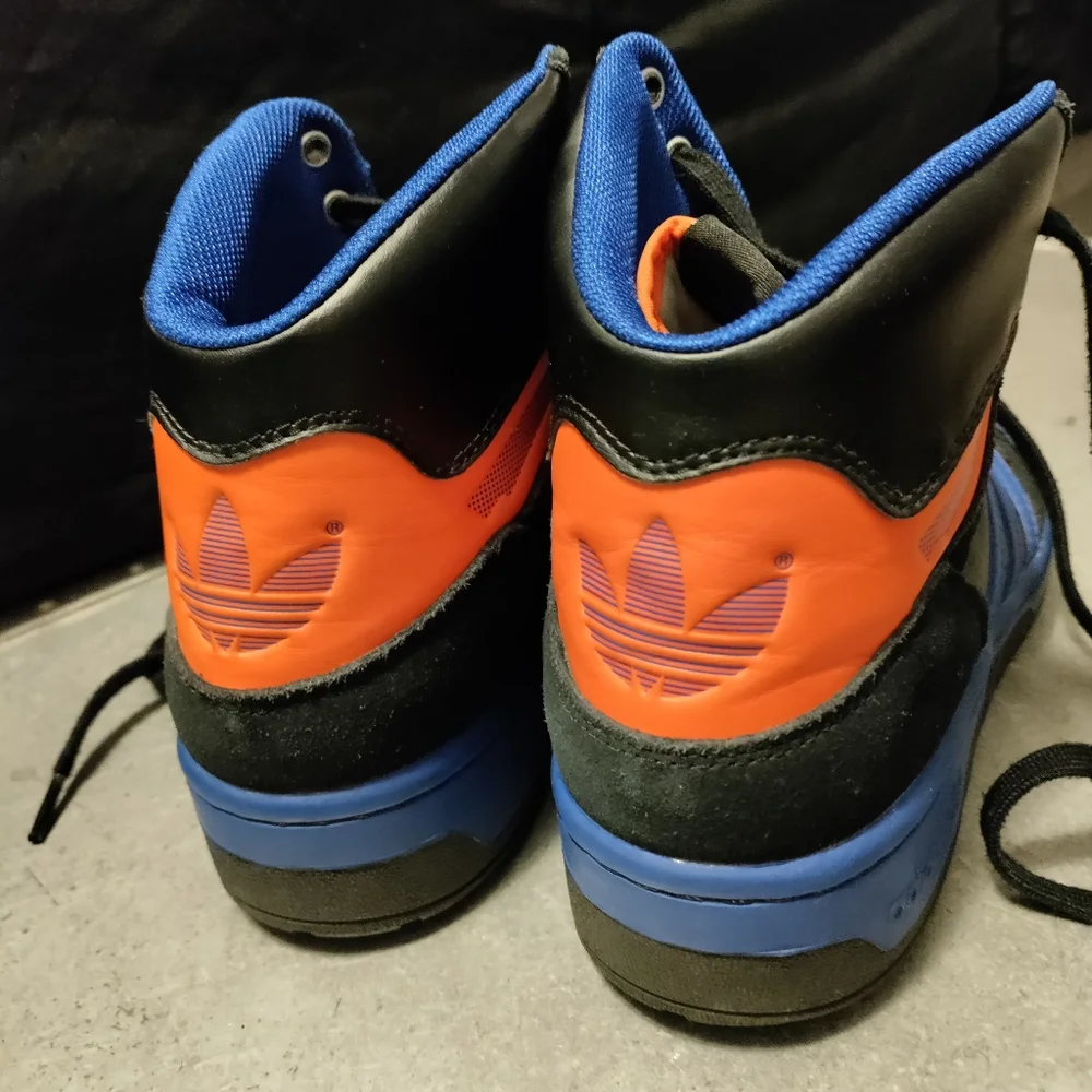 Adidas Patrick Ewing 8.5 hi-top basketball sneakers leather suede blue orange - Picture 2 of 15
